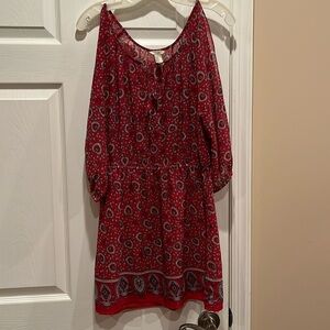 Cold shoulder boho printed dress